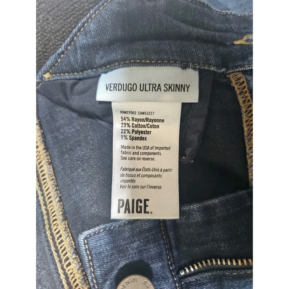 Paige Verdugo‎ Ultra Skinny Maternity Jeans Dark Wash Blue Size 27 Side Panel